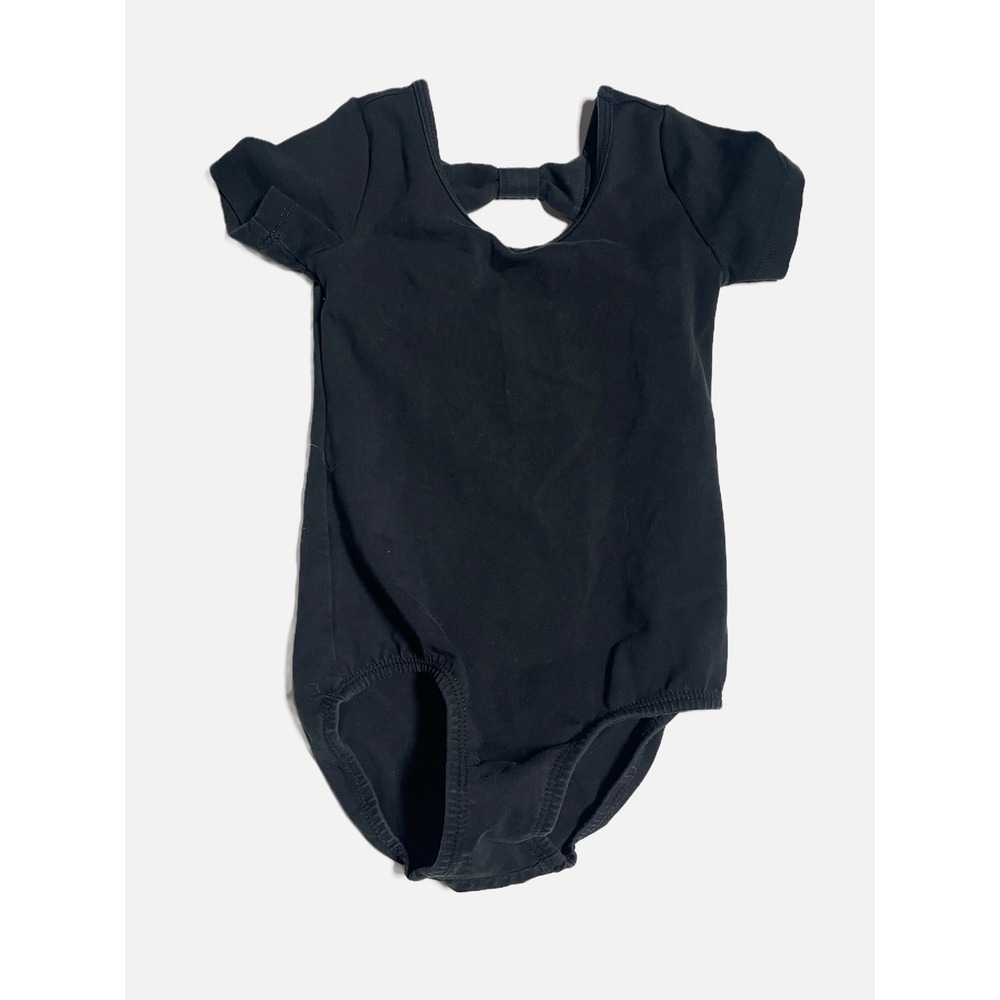Stelle Leotard Girls XS Black Bow Back Short Sleeve Ballet Dance Gymnastics